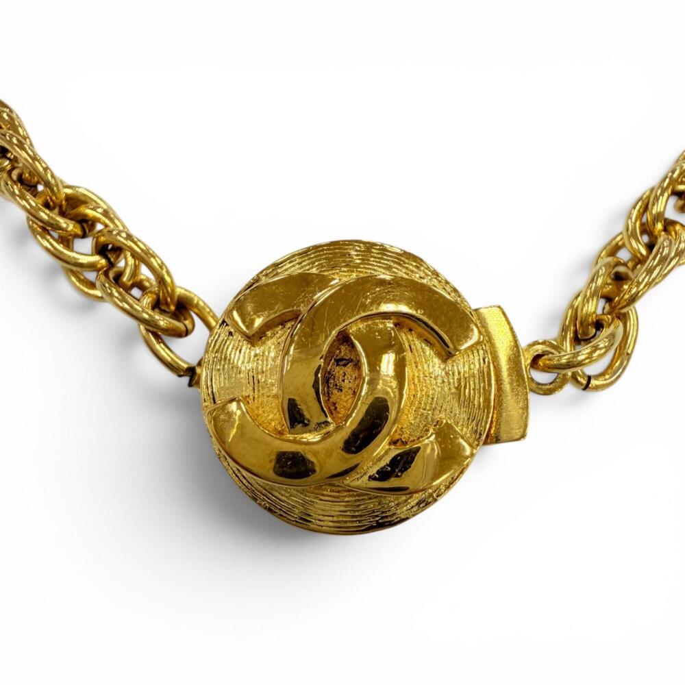 CHANEL Vintage Gold Logo Necklace